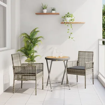 OMAXI Zahradní bistro set 3 pcs Šedá polyratan 891884