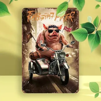 Plechová cedule BAF Kovová cedule Čuník na motorce 30 x 20 cm