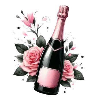 Nažehlovací obrázek - šampaňské s růžemi (6,6 x 8,0 cm)