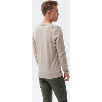 Pánská móda Ombre Clothing Pánské tričko s dlouhým rukávem Hippolyt béžová XXL L138