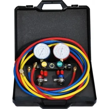 Sada manometrů pro chladivo 1234yf (manometry, 3 ks, hadice 1,80 m, rychlospojky vysokotlaké a nízkotlaké) MAGNETI MARELLI