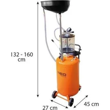 Mobilní pneumatická odsávačka oleje se sběrným kontrolním zásobníkem 70 l NEO Tools