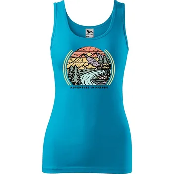 Dámské tílko s potiskem Adventure in nature Velikost: S, Barva: Tyrkysová