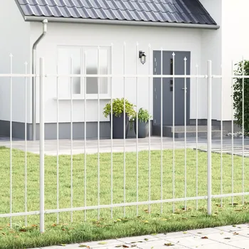 Plot OMAXI Bílý zahradní plot s obloukovým vrcholem, 3,4 m x 1,25 m - Ocelový materiál 461063