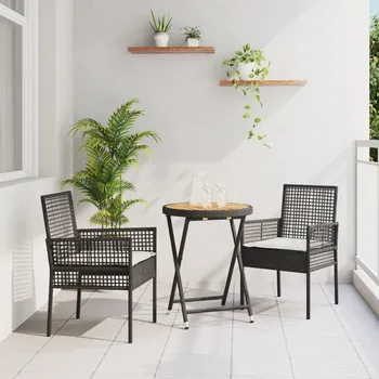 OMAXI Zahradní bistro set 3 pcs Černá polyratan 891877