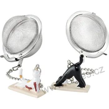 Sítko na čaj ChaCult YOGA CATS nerezové sítko na čaj s přívěškem kočky cvičící jógu | 2-MIX