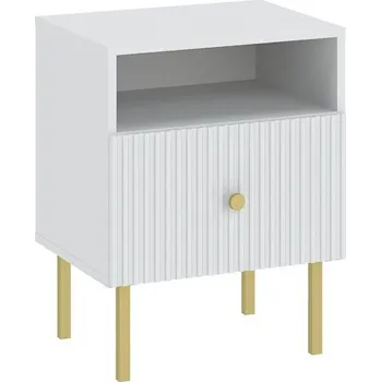 Noční stolek Noční stolek VIENA 1S, Bílá/Zlatá