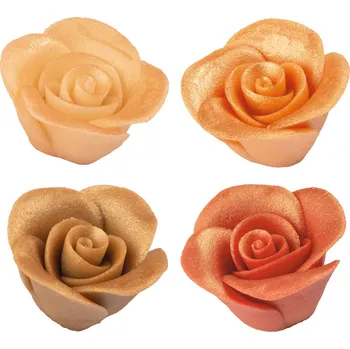 Jedlá dekorace na dort Günthart Marcipánové růže antik - 4 ks
