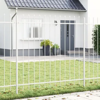 Plot OMAXI Bílý zahradní plot se špičatým vrcholem - 10,2 x 1,5 m Ocel 859334