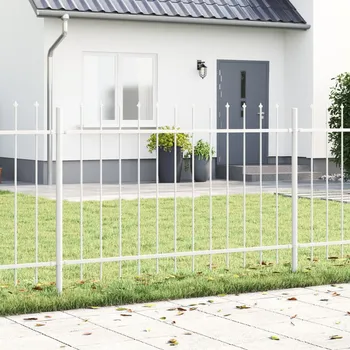 Plot OMAXI Zahradní plot s hroty - bílý, 8,5 x 1,2 m, ocel 859129