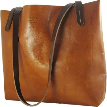 Kabelka Triton Kožená ručně šitá kabelka ARANKA - česká výroba; koňak