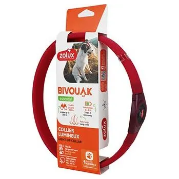 Obojek pro psa Obojek LED velký BIVOUAK 30-60cm USB červená Zolux