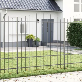 Plot OMAXI Zahradní plot s obloukovým vrcholem, šedý, 3,4x1,75 m, ocel 460660