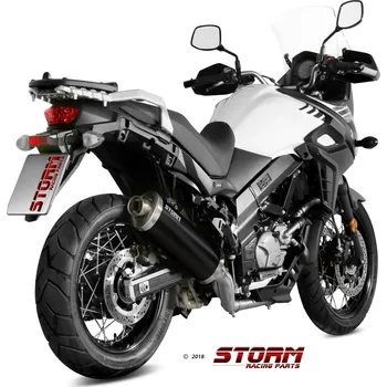 Výfuk pro motocykl Koncovka výfuku STORM OVAL S.049.LX2B Černá ocel SUZUKI DL 650 V-Strom 2017-2021