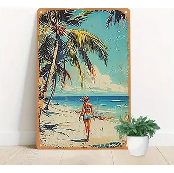 Plechová cedule BAF Kovová cedule Tropická pláž 30 x 20 cm