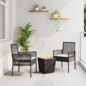 OMAXI Zahradní bistro set 3 pcs Černá Poly ratan 891808