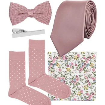 Bubibubi Starorůžová sada Rosa s kravatou a motýlkem velikost ponožek 43-46