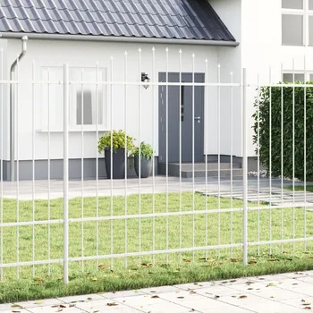 Plot OMAXI Zahradní plot s obloukovým vrcholem bílý 6,8x1,75 m z ocele 461209