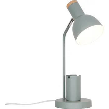 Lampička Nordlux Stolní lampa Devone, prachově zelená, výška 43 cm, kov - Délka kabelu s konektorem 150 cm; Ø základna 15 cm; stínidlo na lampu – délka 16,4 cm, Ø 12 cm zelená, světlé dřevo 1 x 15 W - Doprava zdarma