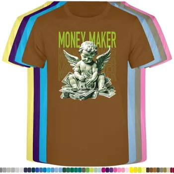 Pánské tričko panske-levne-bavlnene-tricko-digi-potisk-andel-penize Barva: Brown - hnědá, velikost: S