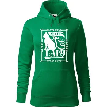 Pánská mikina Dámská mikina Cat baby Velikost (žena): 2XL, Vyberte barvu: Středně zelená