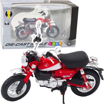 autíčko LEAN Toys Motorka Retro Klasická Kovová Světla Červená 1:12
