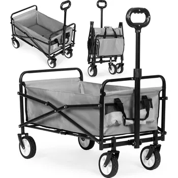 Zahradní vozík MultiGarden Skládací zahradní - plážový vozík, transportní 48x90 cm, šedá