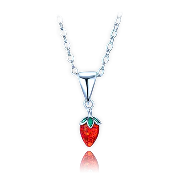 Náhrdelník Moonlit Dětský stříbrný náhrdelník jahůdka s opálem