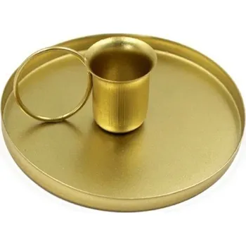 Svícen Kovový retro svícen s držadlem na stůl | svícen dekorace, svícen kovový - Zlato