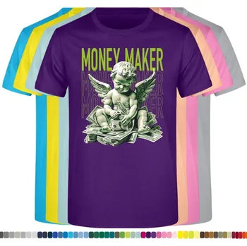 Pánská móda panske-levne-bavlnene-tricko-digi-potisk-andel-penize Barva: Purple - purpurová, velikost: XS