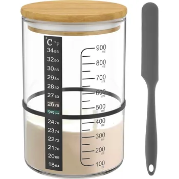 Sklenice 900ml sklenice na kvásek s víkem a špachtlí | fermentační nádoba, startovací sklenice - Bez látkového potahu