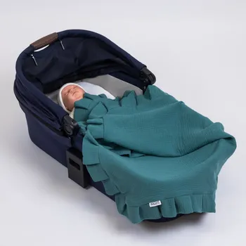 Dětská deka Tulimese Mušelínová deka s volánem tmavě zelená