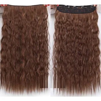 Paruka Vlasy clip in 130 g - světle hnědé vlasové příčesky vlnité 55 cm