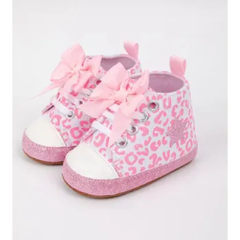 Dětská sálová obuv Dívčí capáčky s mašlí (vel. 0-18 měsíců) Barva: Růžová, Velikost: 12-18 měsíců