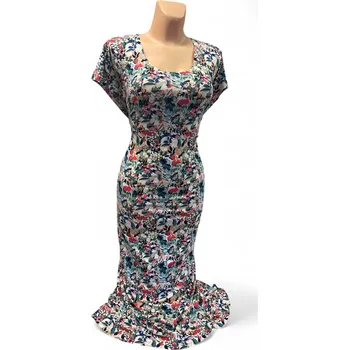 Dámské šaty Šaty drobný vzor FENAKA, Barva Zelená, Velikost XL48, Materiál 96% Viskoza 4% Lycra