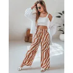 Camel-smetanové dámské široké letní kalhoty ZEBRAVIBE UY2655 Velikost: L