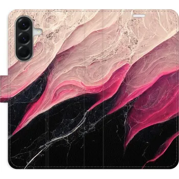 Pouzdro na mobilní telefon Flip pouzdro iSaprio - Samsung Galaxy A56 5G - BlackPink Marble - kapsičky na karty (Knížkový flip kryt, obal, pouzdro iSaprio - BlackPink Marble na mobil Samsung Galaxy A56 5G - 360° ochrana telefonu, přihrádka na karty a hotovost, funkce stojánku, pevná