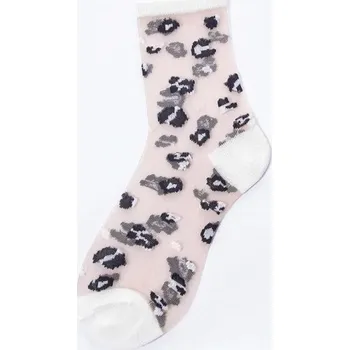 Dámské ponožky Dámské průsvitné leopardí ponožky bílá