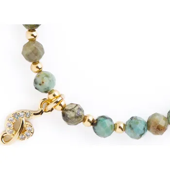 Náramek Náramek z přírodních minerálů s hudebním přívěskem - zelený motivy: Houslový klíč