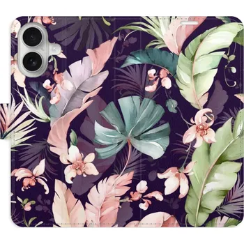 Pouzdro na mobilní telefon Flip pouzdro iSaprio - Apple iPhone 16 - Flower Pattern 08 - kapsičky na karty (Knížkový flip kryt, obal, pouzdro iSaprio - Flower Pattern 08 na mobil Apple iPhone 16 - 360° ochrana telefonu, přihrádka na karty a hotovost, funkce stojánku, pevná TPU)