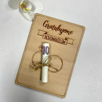 Svatební dřevěné přání -motiv 1 Nápis: Standard - Bez vlastních jmen