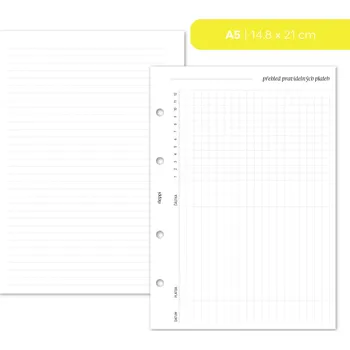 Kancelářské potřeby Fleppi Náplň do diáře - Přehled pravidelných plateb Vyberte velikost náplně: A5 - 4 dírky