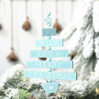 Vánoční dekorace Dekorace vánoční strom dřevěný světle modrá