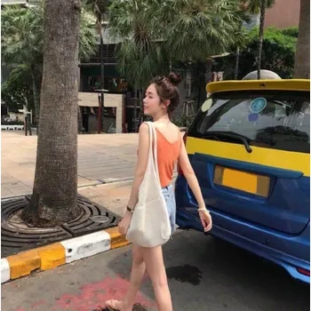 Kabelka Dámská plátěná taška M1221 krémová