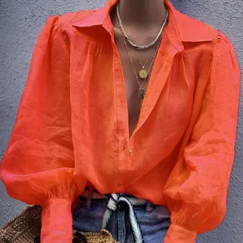 Dámská košile Dámská volná košile A823 oranžová XS