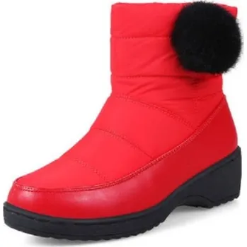 Dámská zimní obuv Dámské zimní boty s bambulkou J1811 červená 44