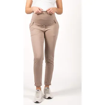 Těhotenská móda Těhotenské chino kalhoty – tmavě béžové, bavlna Velikost: 30