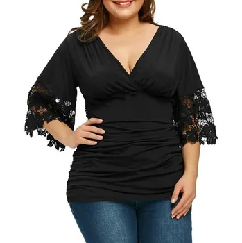 Dámská halenka Dámská černá blůza v nadměrných velikostech 4XL