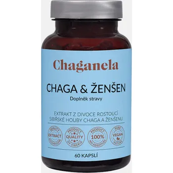 Přírodní produkt Chaganela extrakt z houby Čaga s ženšenem (Balení: 60 kapslí)