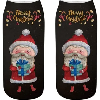 Dárková krabička Dámské vánoční ponožky s 3D potiskem Santy 12